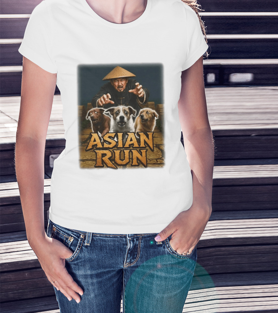 Asian Run Dogs With Traditional Hat Man T-Shirt