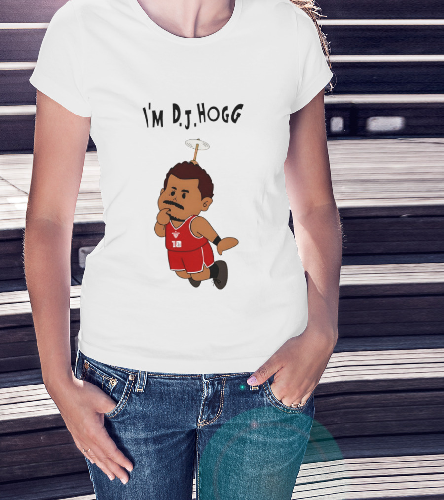 I'm DJ Hogg Basketball Player Red Uniform Cartoon T-Shirt