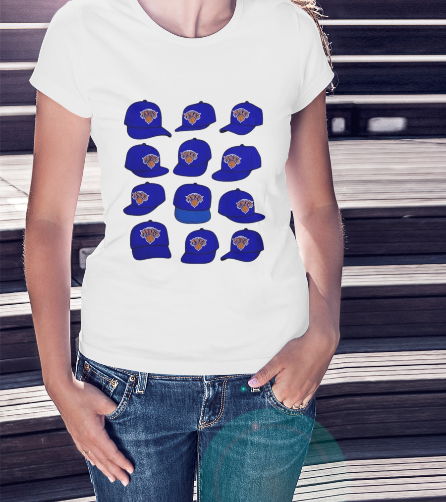 New York Knicks Blue Caps Collection With Iconic Basketball Team T-Shirt