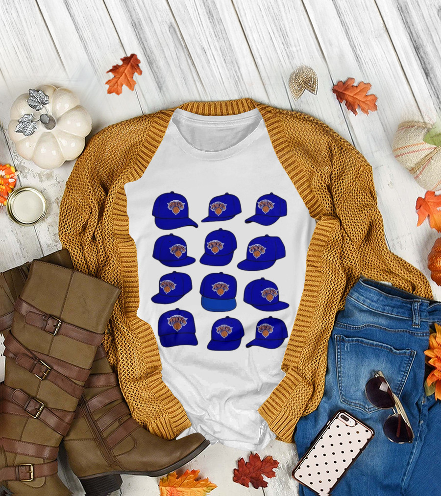 New York Knicks Blue Caps Collection with Iconic Basketball Team T-Shirt