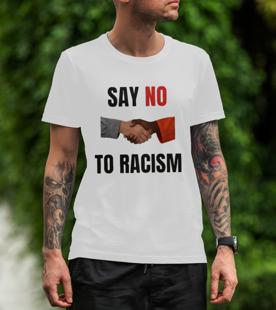 Say No To Racism Black White Handshake Solidarity T-Shirt