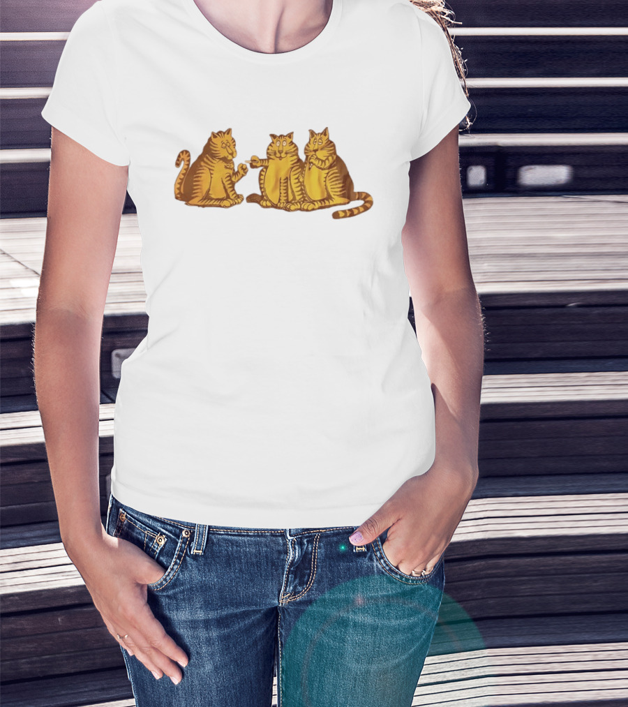 Super Cat Smoking Meme Trio Funny Cats Sharing Cigarettes T-Shirt