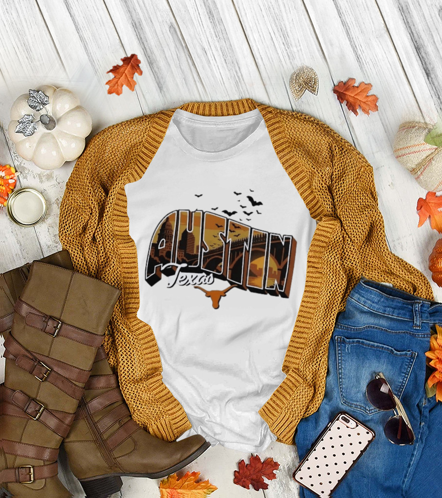 Austin Texas Longhorns Cityscape Greetings T-Shirt