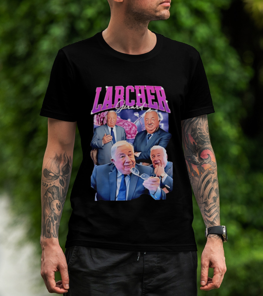 Larcher Gérard 90s Bootleg Style Retro Collage T-Shirt
