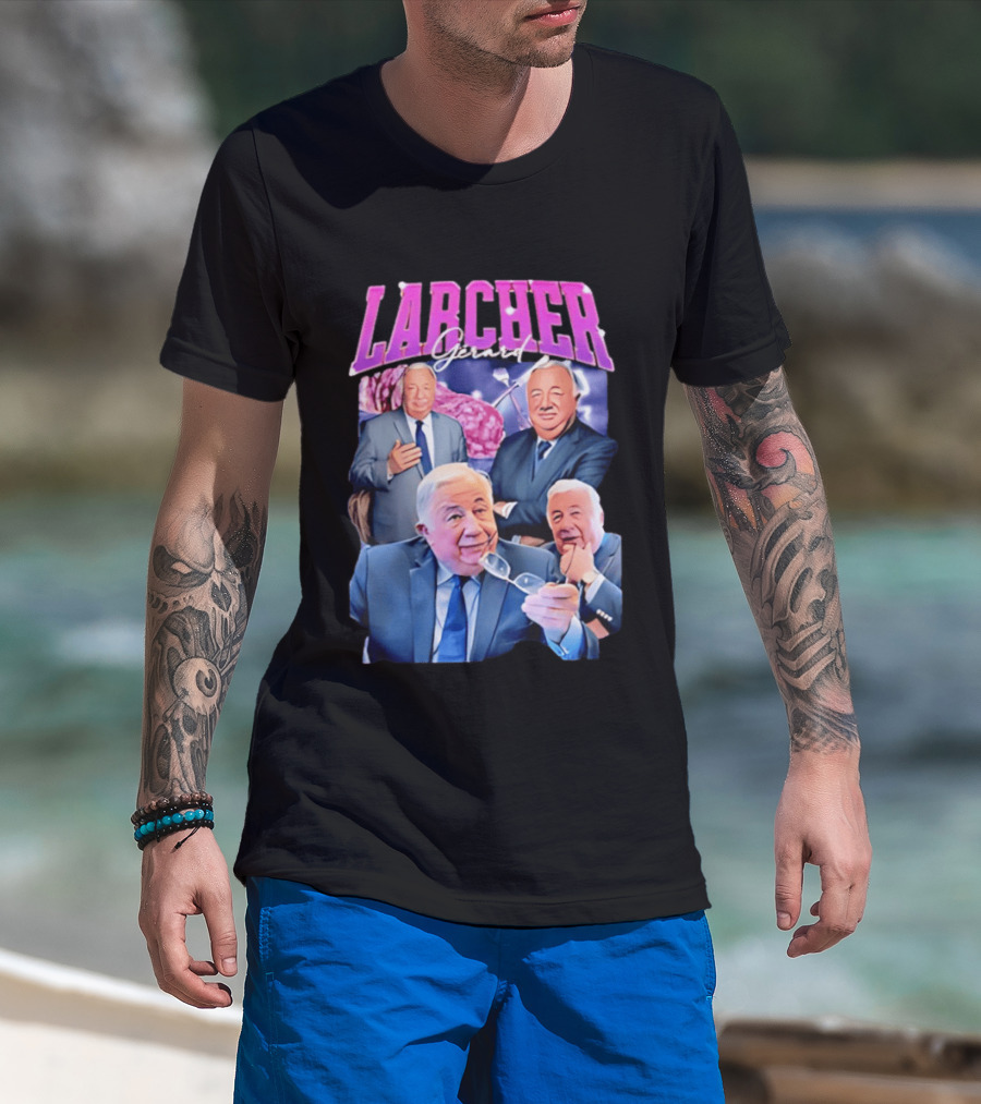 Larcher Gérard 90s Bootleg Style Retro Collage T-Shirt