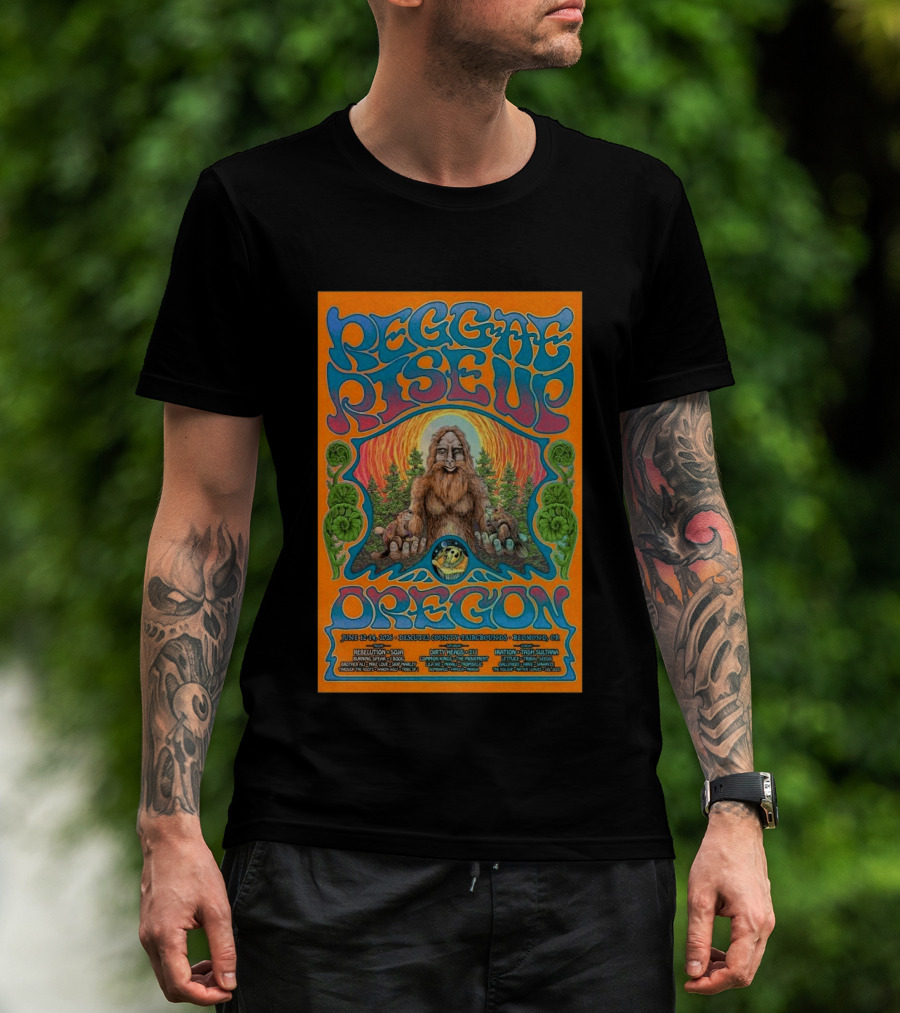 Reggae Rise Up Oregon June 12 14 2026 Deschutes County Fairgrounds Redmond OR Rebelution SOJA Iration Stick Figure Concert T-Shirt