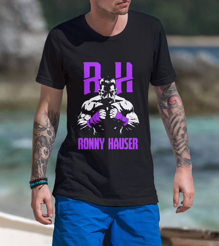 RH Ronny Hauser Wrestler With Purple Boxing Wraps T-Shirt