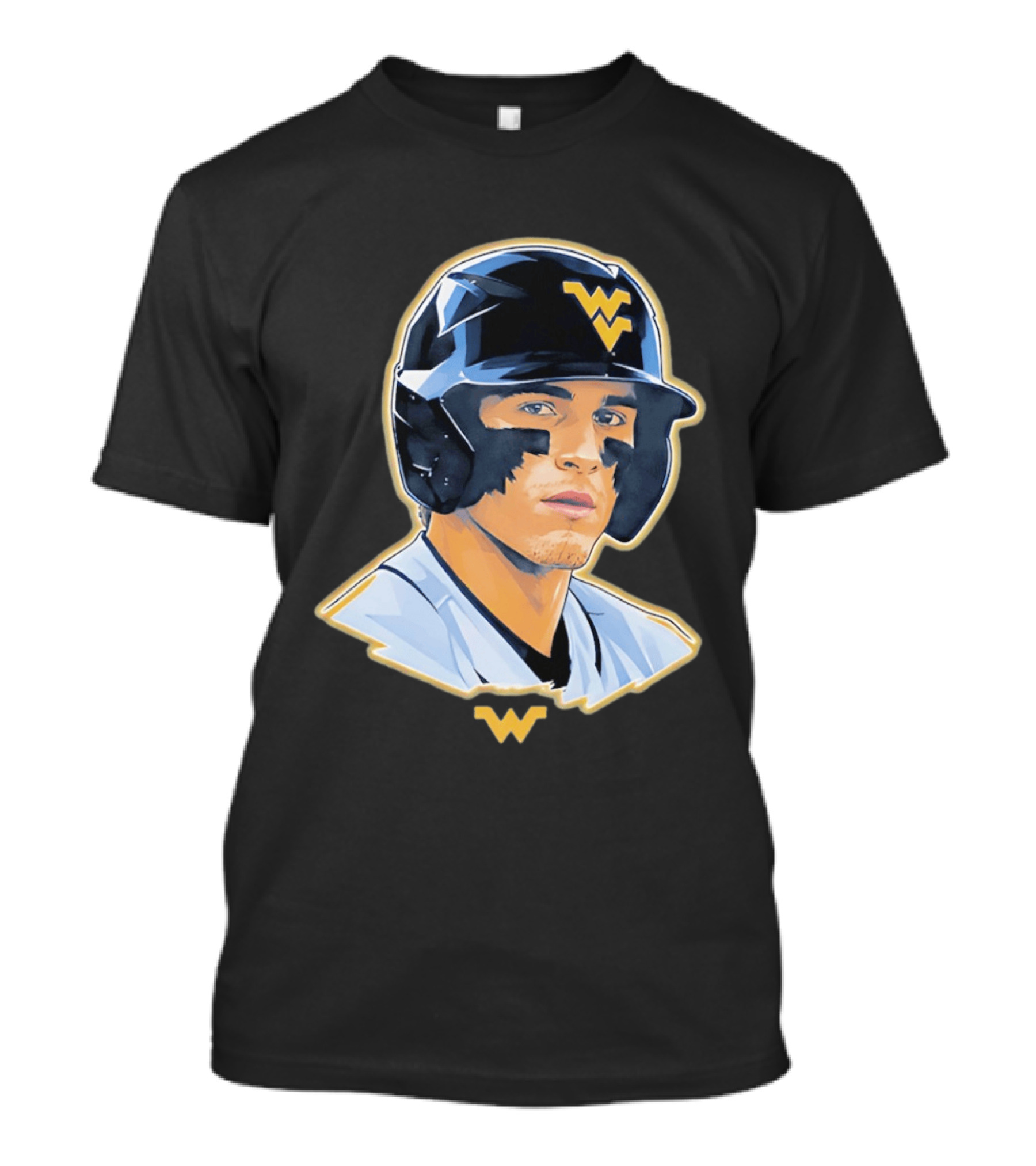 West Virginia Baseball Player Helmet WV T-Shirt