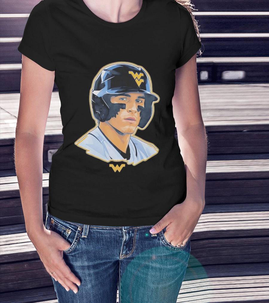 West Virginia Baseball Player Helmet WV T-Shirt