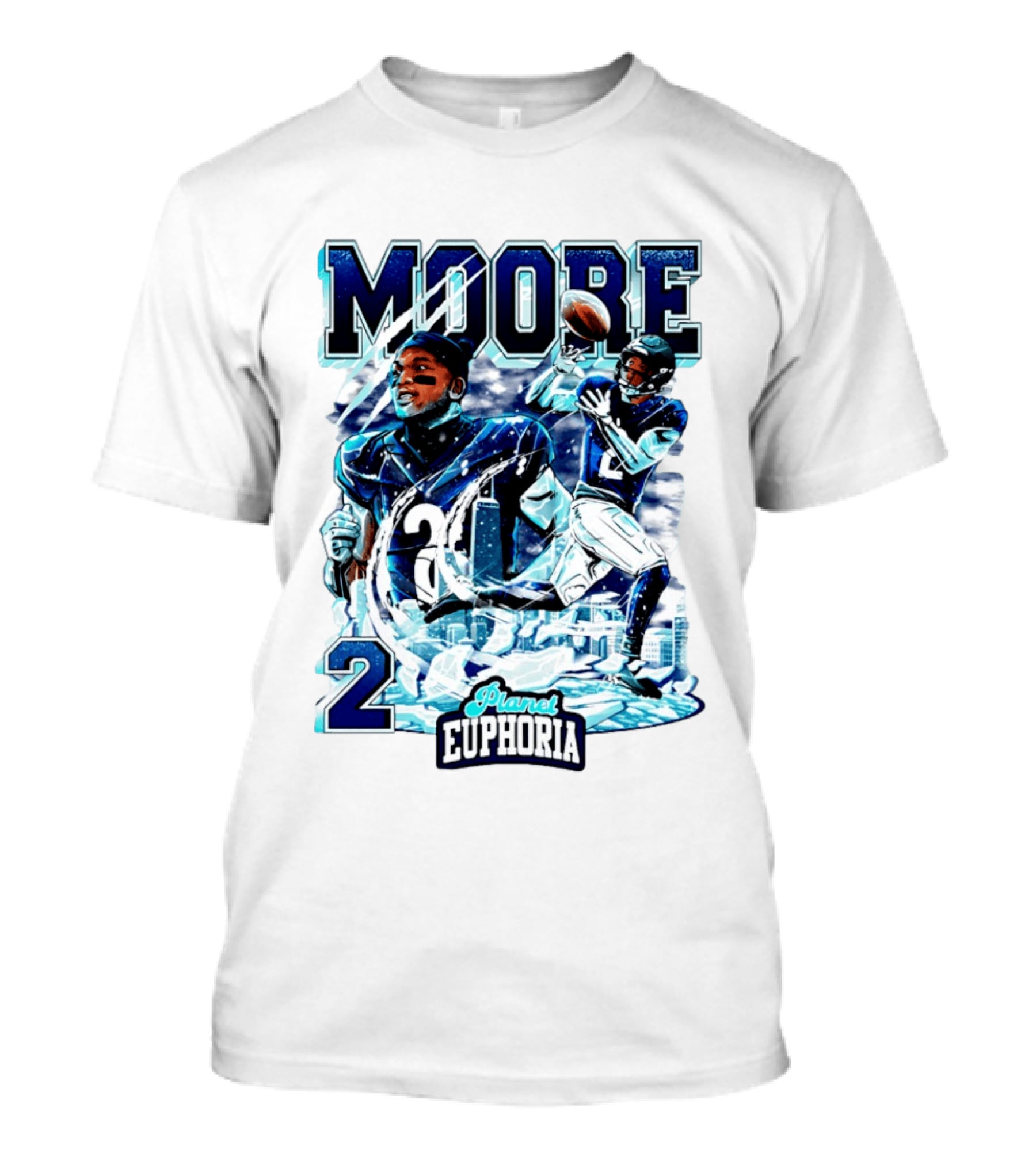 DJ Moore Chicago Bears Planet Euphoria Iceman Player Collage T-Shirt