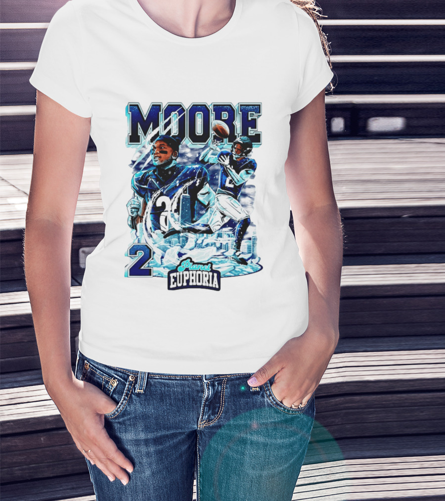 DJ Moore Chicago Bears Planet Euphoria Iceman Player Collage T-Shirt