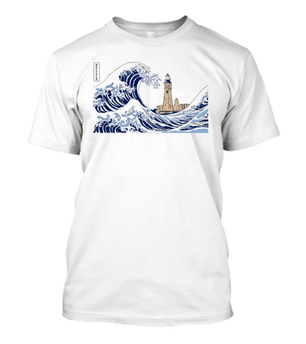 Great Wave Off Buffalo Lighthouse Print T-Shirt