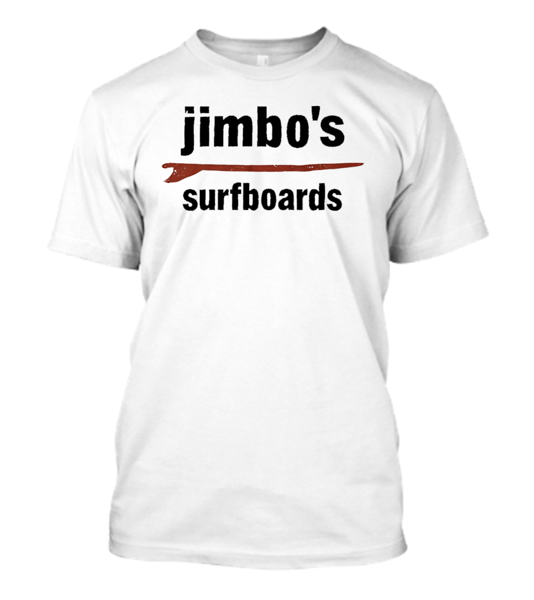 Jimbo's Surfboards Red Surfboard Minimalist White Retro Vintage Surfing Collection T-Shirt