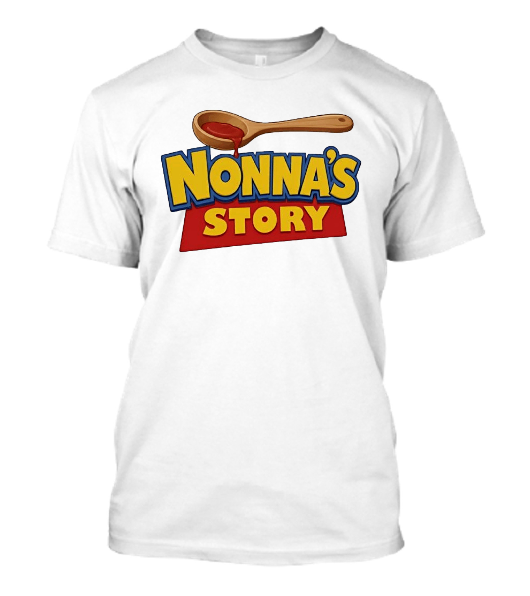 Nonna's Story Wooden Spoon Icon With Red Sauce T-Shirt