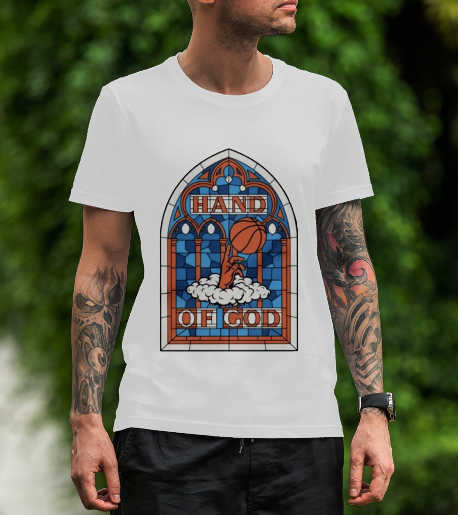 OG Anunoby Knicks Hand Of God Basketball Stained Glass Hero T-Shirt