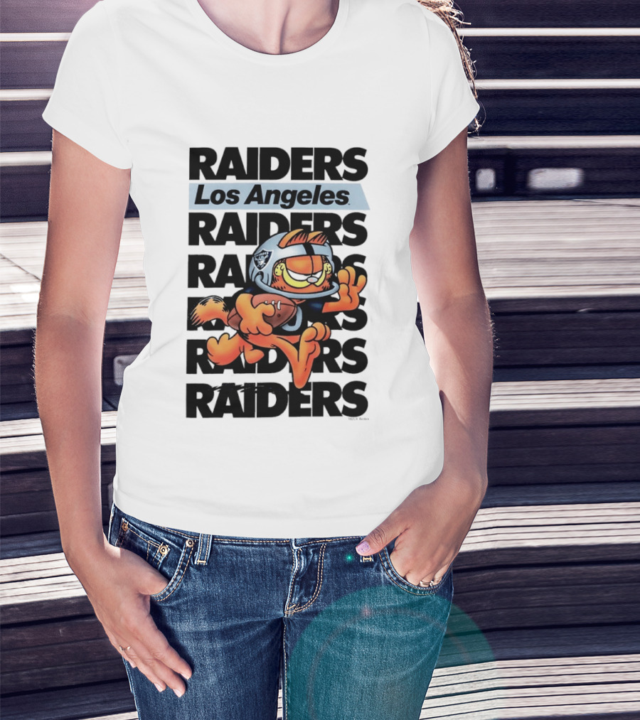 Los Angeles Raiders Orange Cat Football Helmet Running T-Shirt