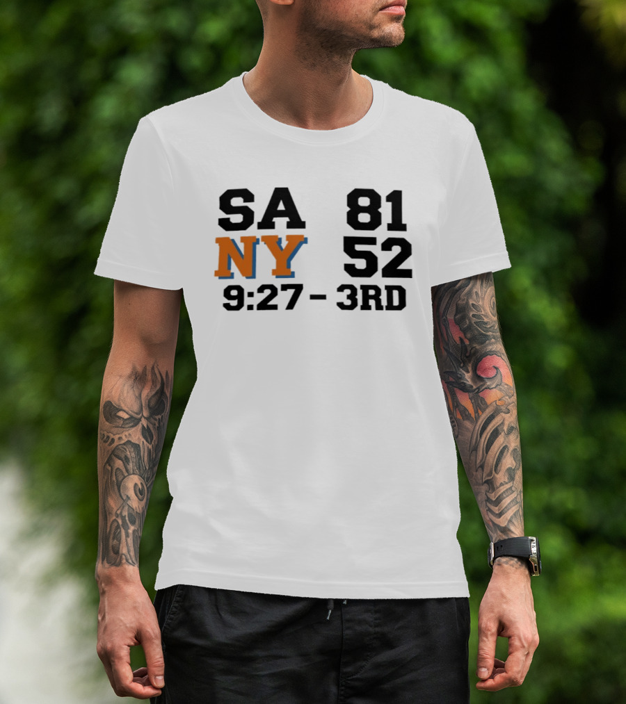 SA 81 NY 52 9:27 3rd Quarter Scoreboard T-Shirt