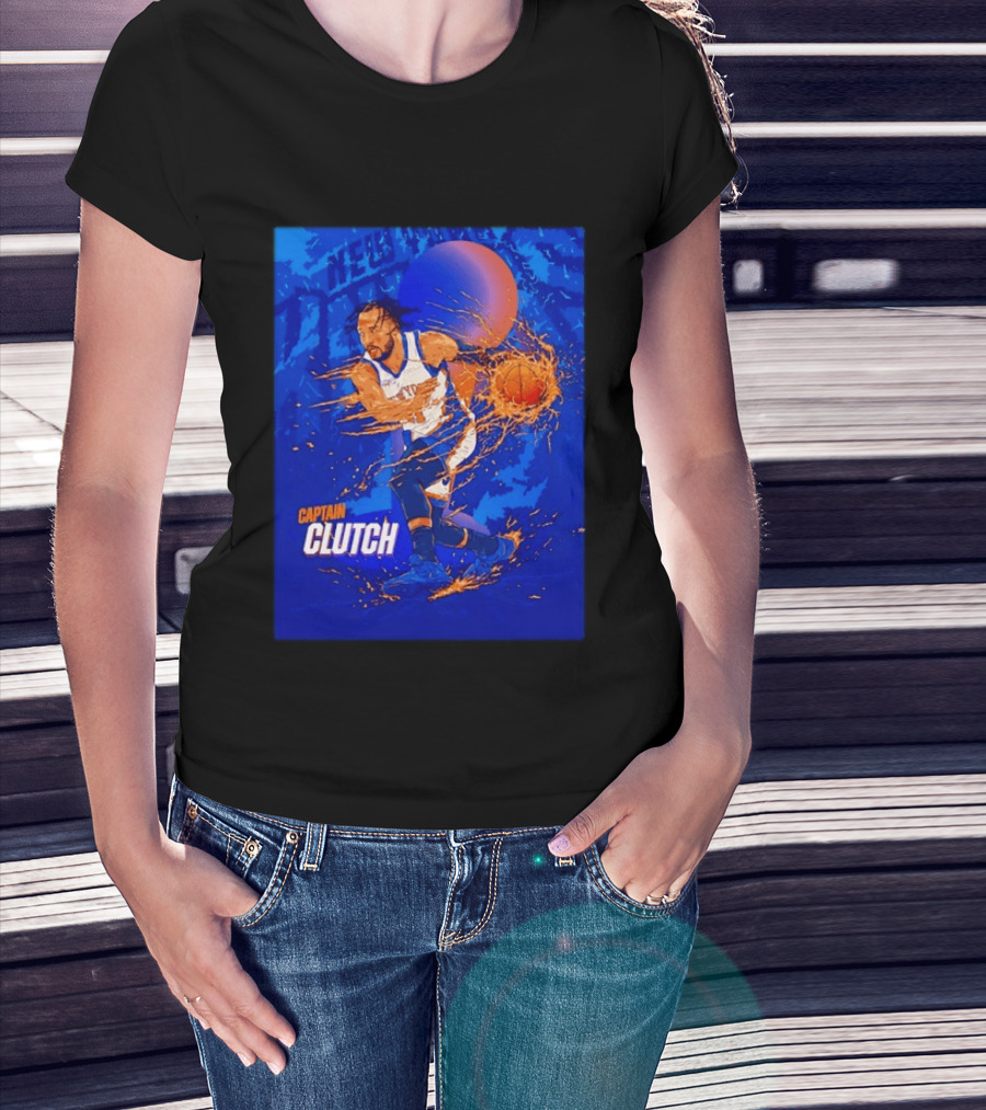 New York Knicks Captain Clutch Jalen Brunson Basketball Flames 2026 T-Shirt