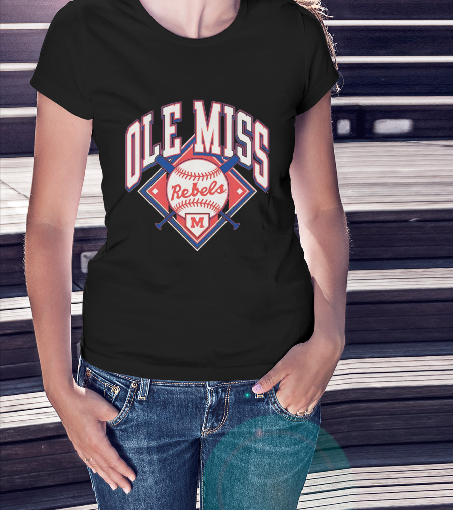 Ole Miss Rebels Baseball 2026 Team Merchandise Featuring Classic Logo And Red Baseball T-Shirt