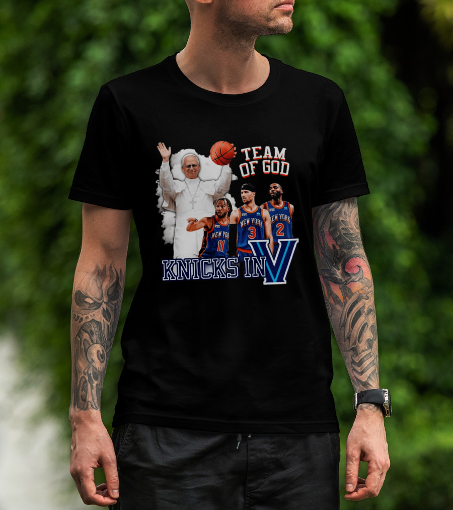 Team Of God Pope Leo XIV Knicks In Five Basketball Fun T-Shirt