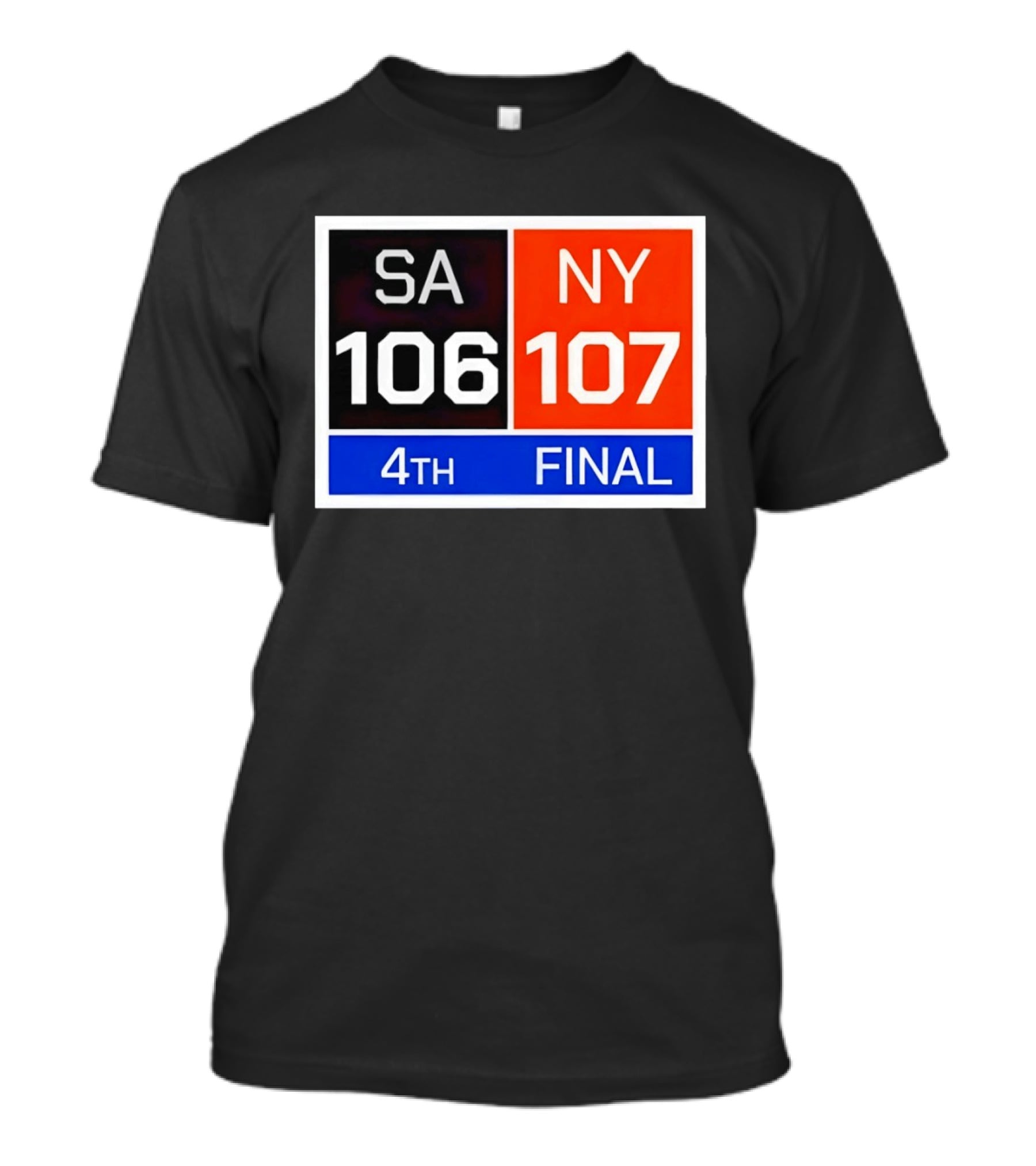 San Antonio Spurs 106 107 New York Knicks NBA 4th Final Scoreboard T-Shirt
