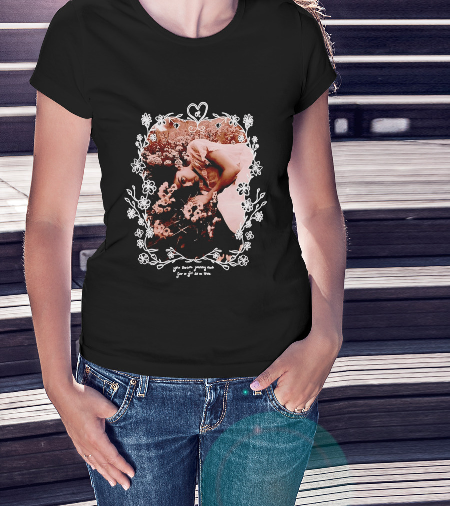 You Seem Pretty Sad For A Girl So In Love Floral Aesthetic Heart Frame Vintage Sepia Photography With Dreamy Flowers And Sleeping Girl T-Shirt