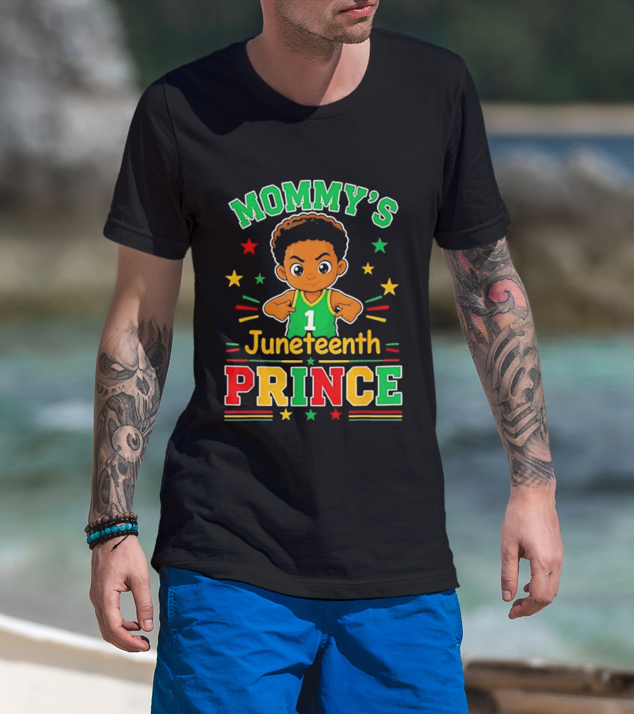 Mommy's Juneteenth Prince Little Boy Basketball Celebration Number One Kid T-Shirt