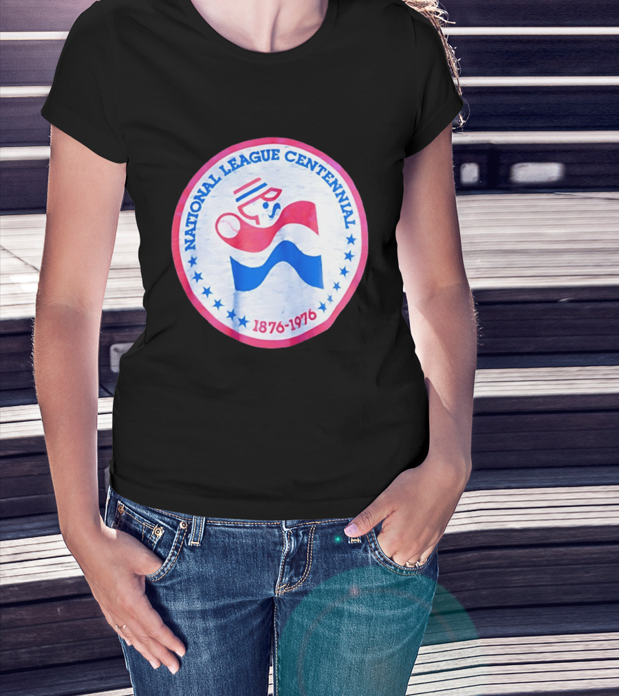 National League Centennial 1876 1976 Baseball Anniversary Retro MLB Bold Blue Red T-Shirt