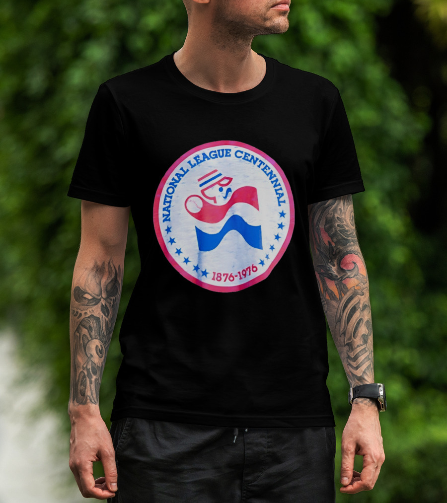 National League Centennial 1876 1976 Baseball Anniversary Retro MLB Bold Blue Red T-Shirt