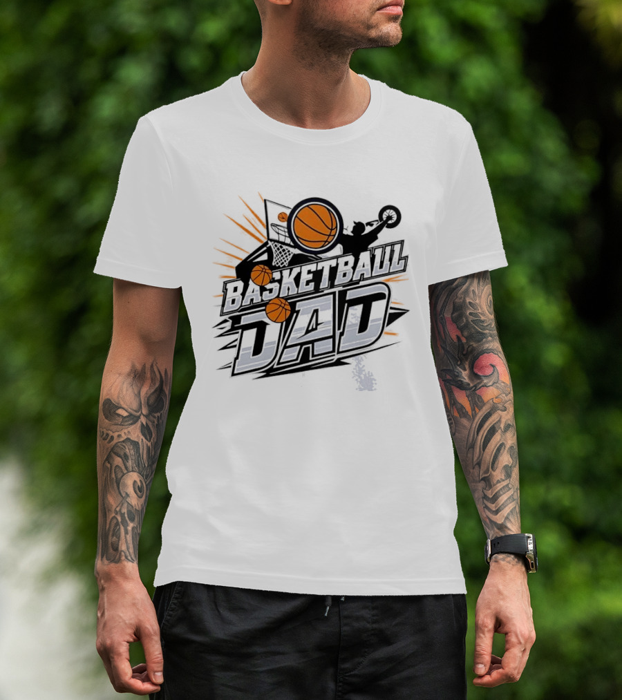 Basketball Dad Flying Ball Action Hoop T-Shirt