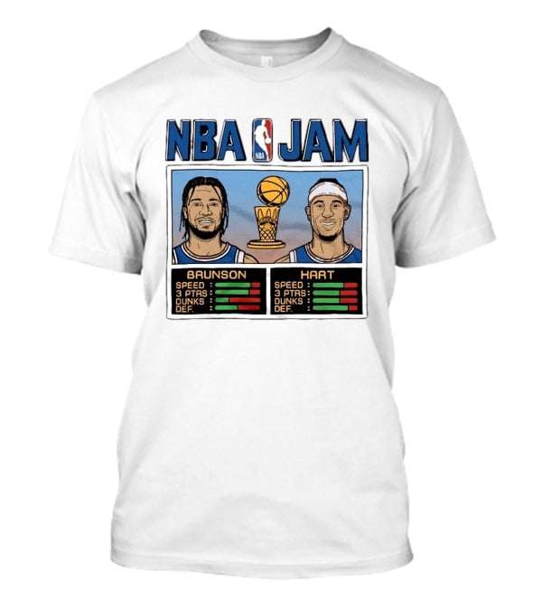 NBA Jam New York Knicks 2026 Champs Brunson Hart Stats T-Shirt