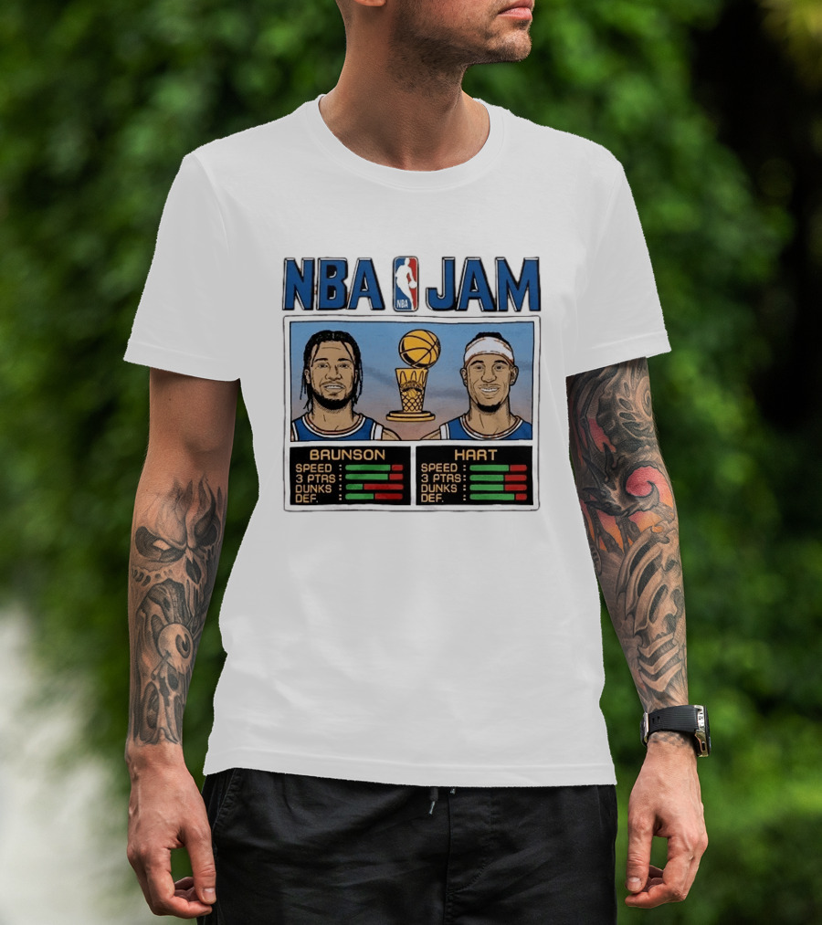 NBA Jam New York Knicks 2026 Champs Brunson Hart Stats T-Shirt