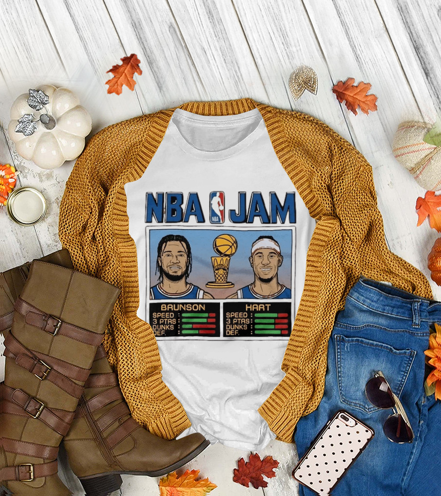 NBA Jam New York Knicks 2026 Champs Brunson Hart Stats T-Shirt