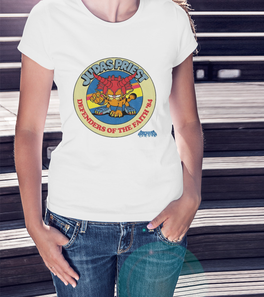 Judas Priest Defenders Of The Faith '84 Orange Cat T-Shirt