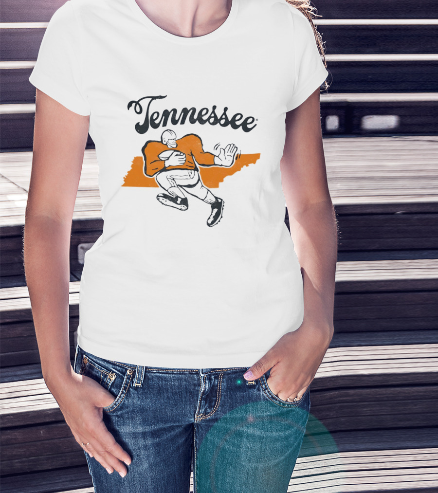 Tennessee Football Map Vintage Style Football Player T-Shirt