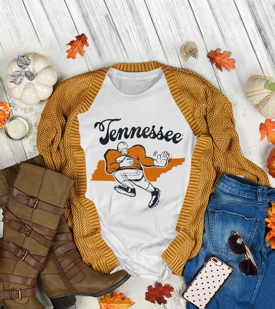 Tennessee Football Map Vintage Style Football Player T-Shirt
