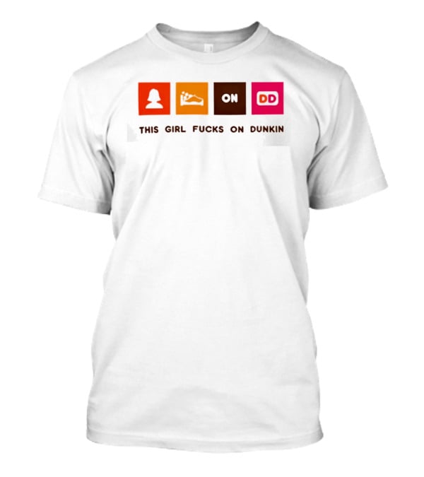 This Girl Fucks On Dunkin Retro Icon Square Blocks T-Shirt