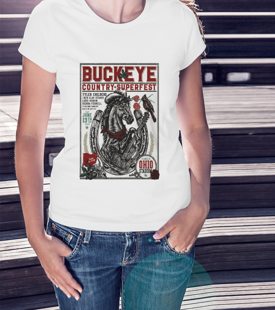 Buckeye Country Superfest June 13 2026 Ohio Stadium Tyler Childers Red Clay Lord Huron Sierra Ferrell Flatland Cavalry Kaitlin Butts T-Shirt