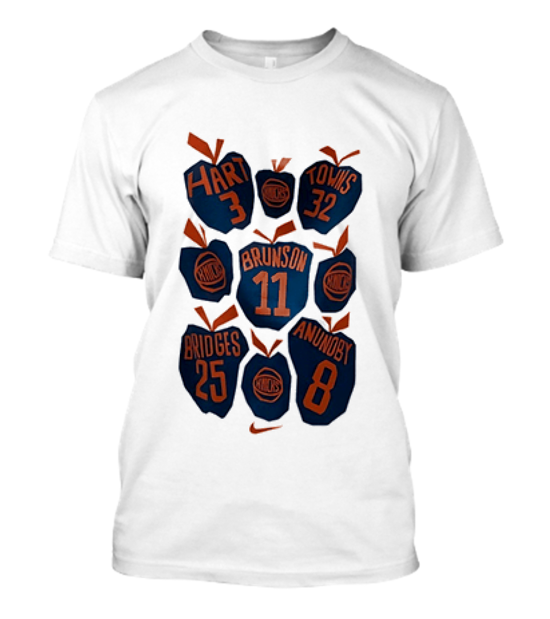 New York Knicks NBA Hart Brunson Towns Bridges Anunoby Big Apple Legends T-Shirt