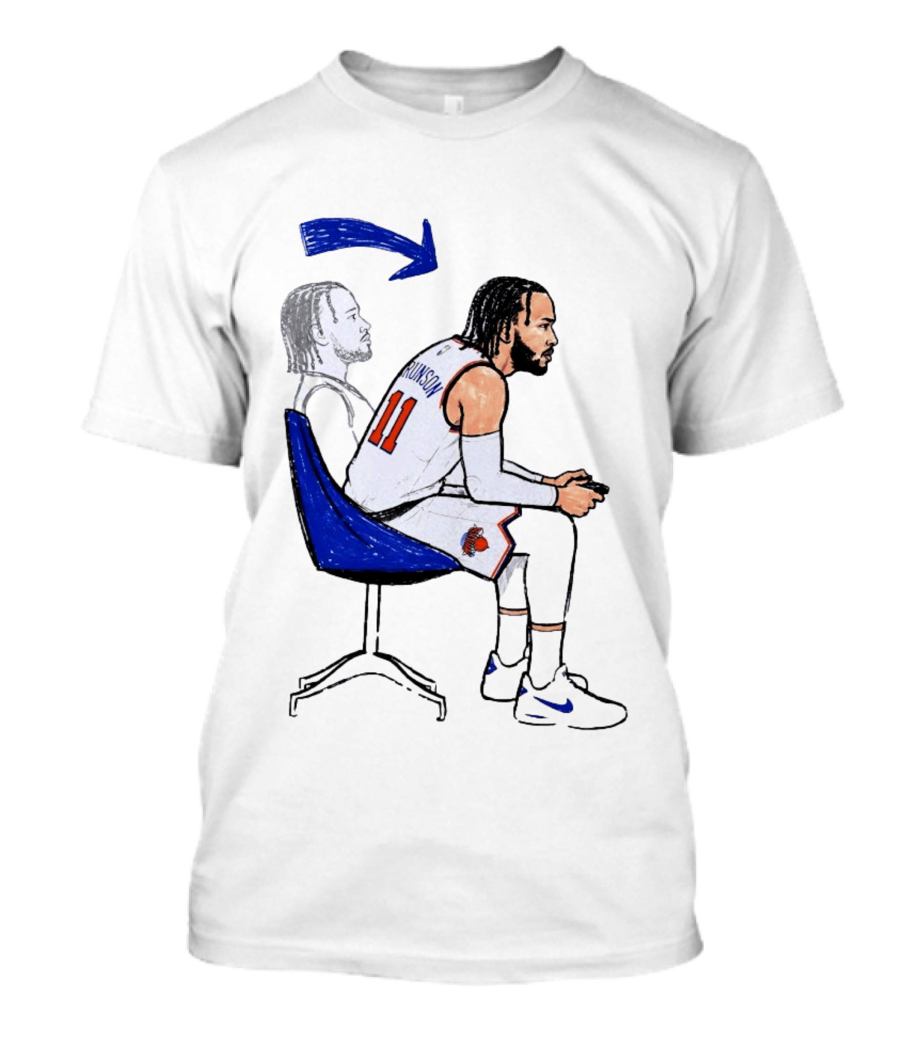 Jalen Brunson 11 Relaxed New York Knicks Cartoon T-Shirt