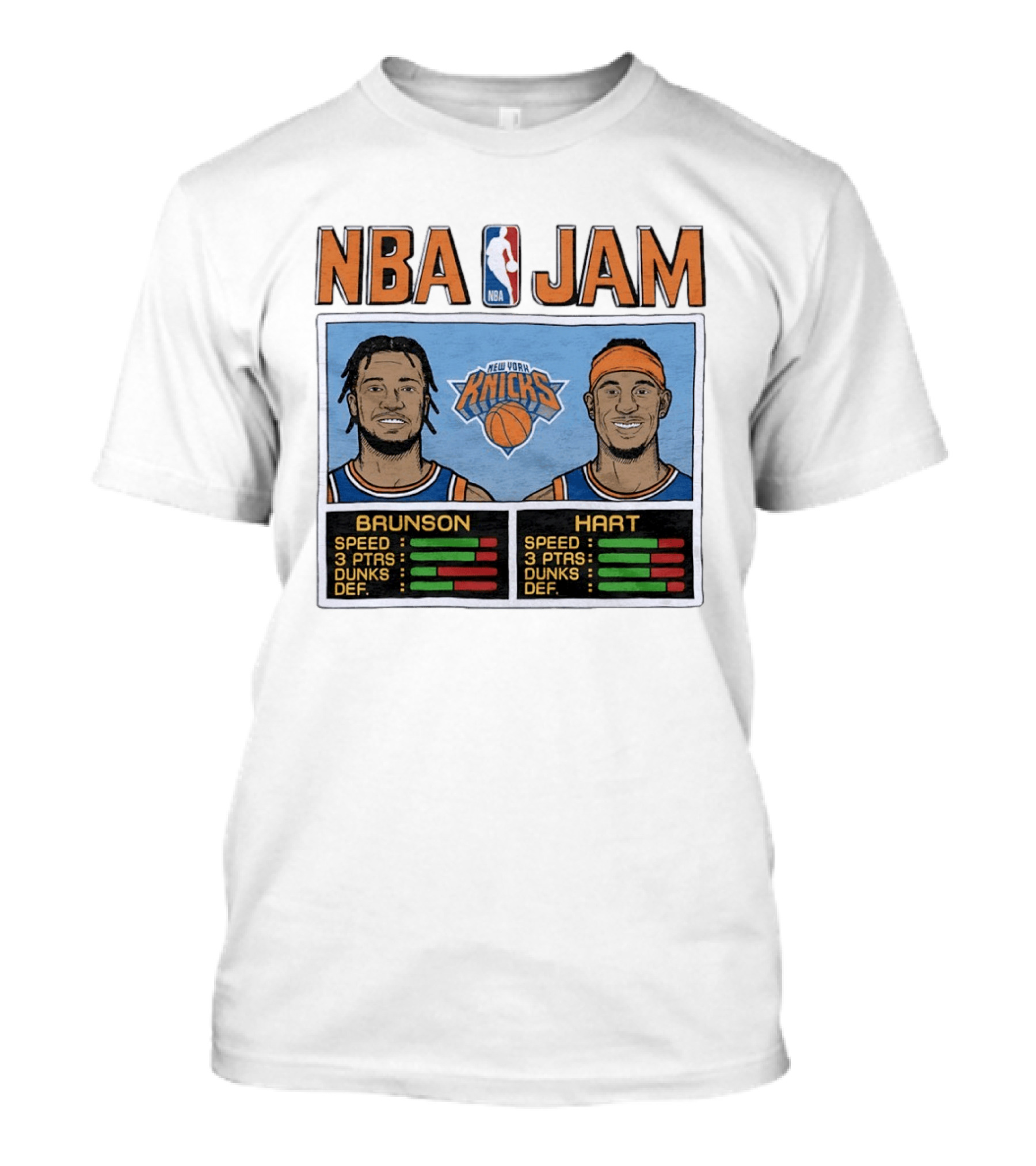 Jalen Brunson Josh Hart New York Knicks NBA Jam Retro Basketball Game T-Shirt