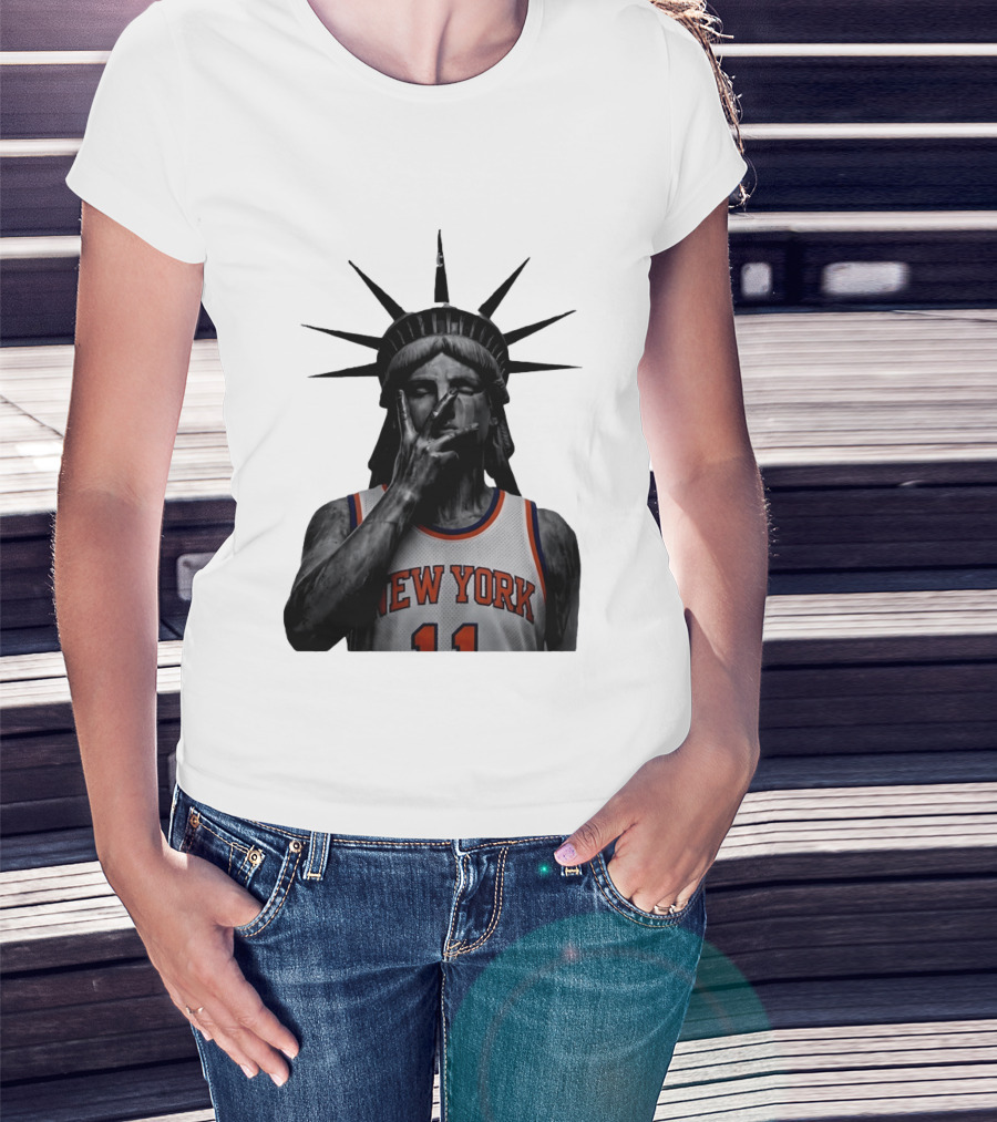 New York Knicks Jalen Brunson Statue Of Liberty Basketball Legend The Wait Is Over T-Shirt