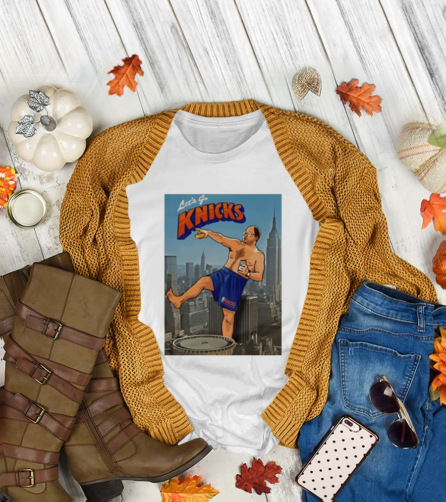 Let's Go Knicks New York George Costanza Statue of Liberty T-Shirt