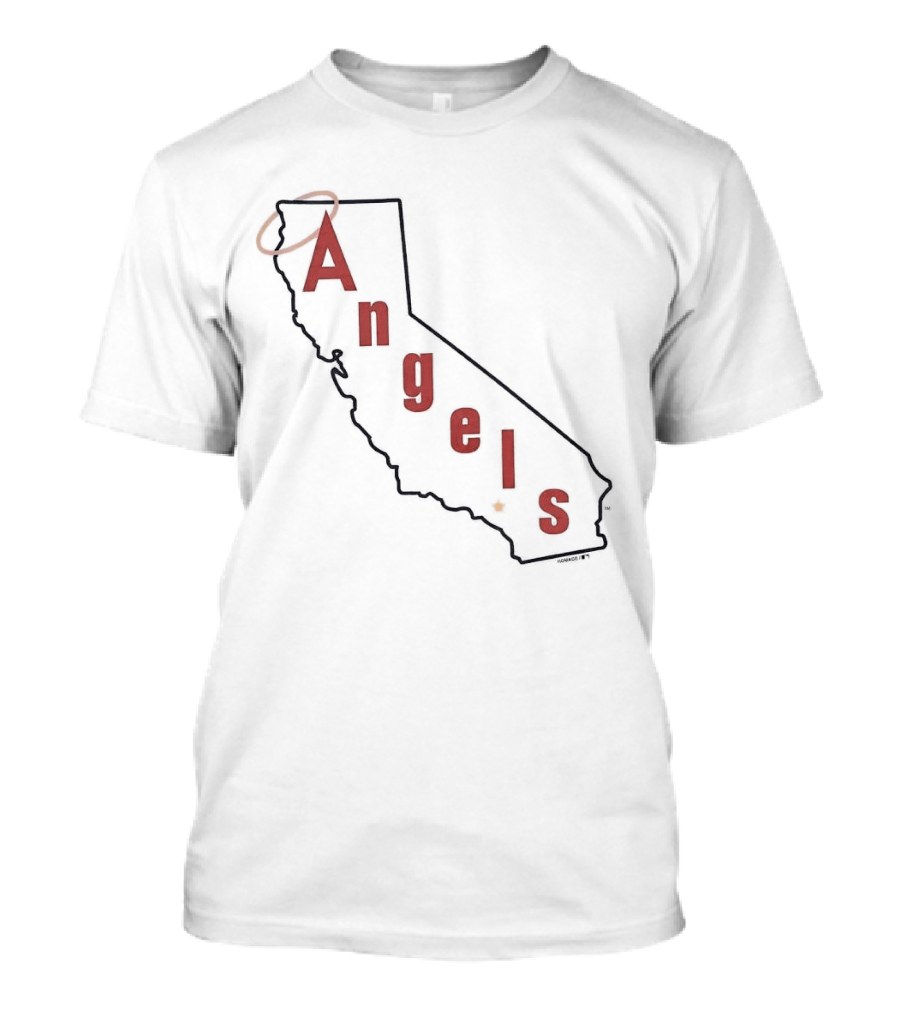 California Angels Script Los Angeles Outline With Halo T-Shirt