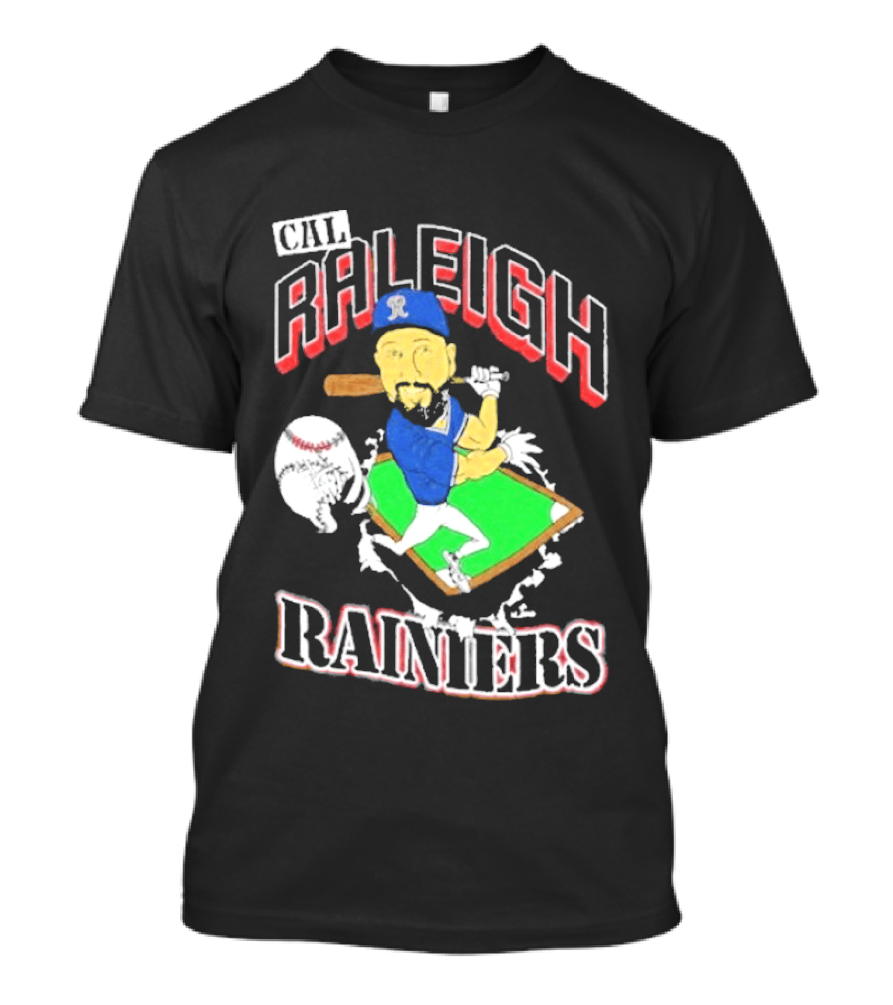 Cal Raleigh Rainiers Baseball Catcher Player Caricature T-Shirt
