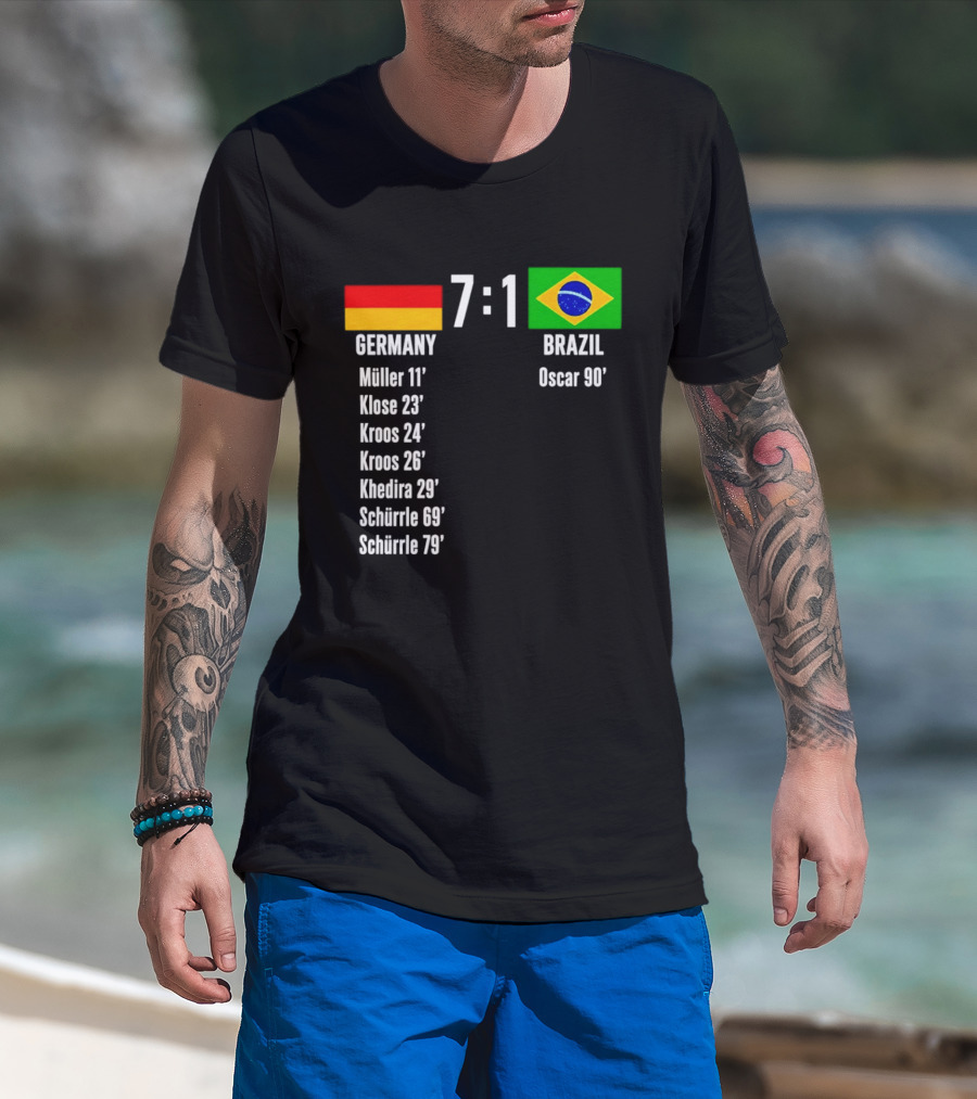 Germany 7 1 Brazil Müller Klose Kroos Khedira Schürrle Oscar Score T-Shirt