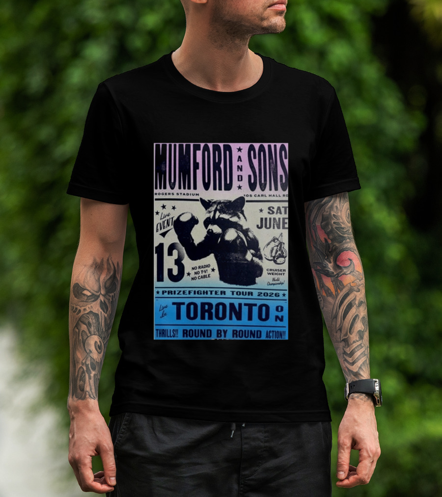 Mumford & Sons Live Event Rogers Stadium Prizefighter Tour Toronto June 13 2026 T-Shirt