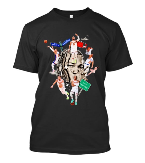 Jalen Brunson New York Knicks Collage West 31st Street Seventh Ave City Of New York T-Shirt