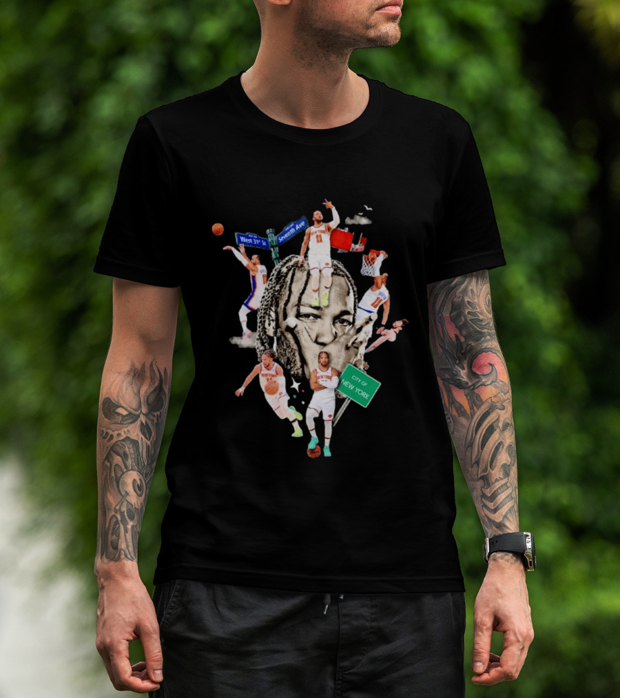 Jalen Brunson New York Knicks Collage West 31st Street Seventh Ave City Of New York T-Shirt