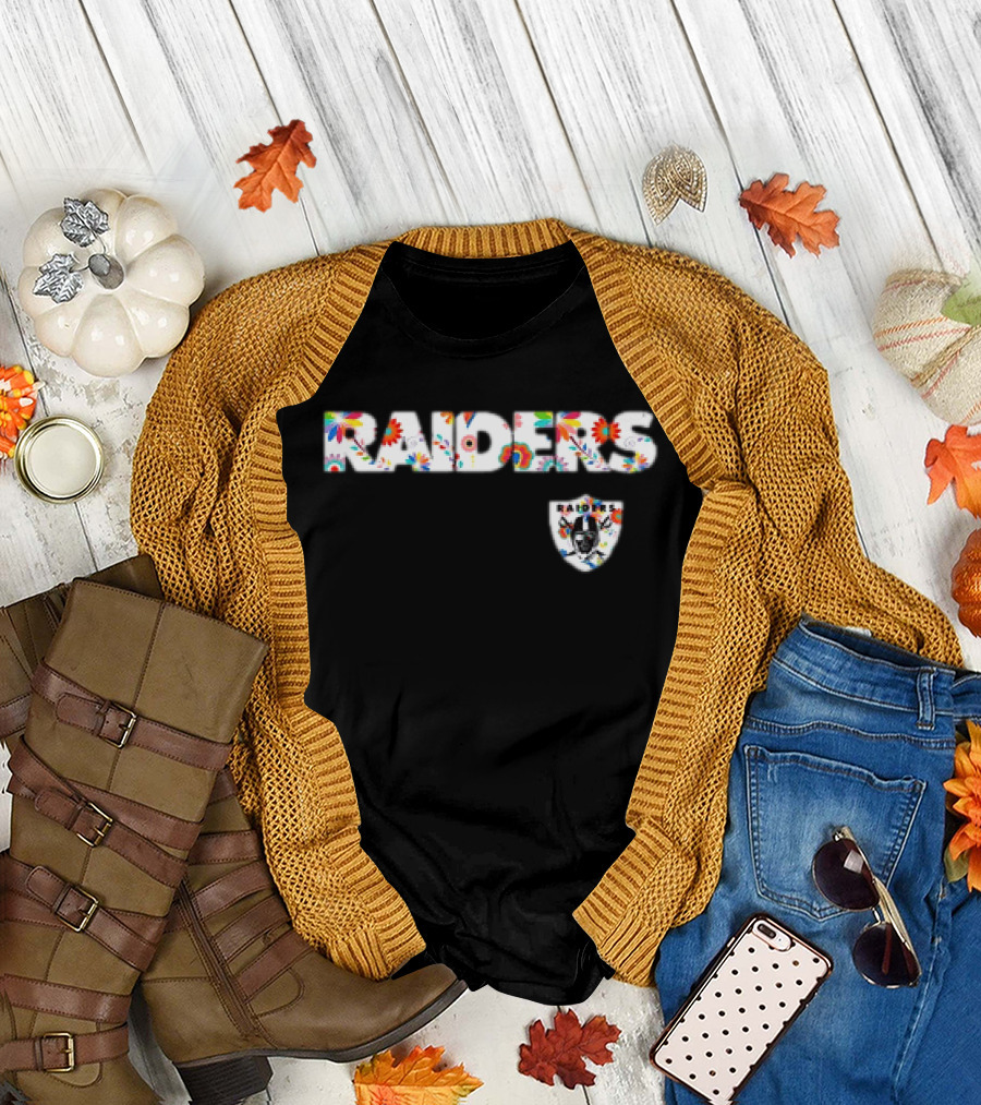 Raiders Dia De Los Muerto 2025 Floral Skull NFL Team T-Shirt